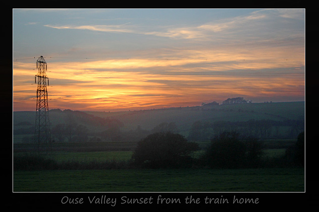 Sunset from the train near Southease - 30.10.2014