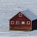 Snow + red barn = a happy day