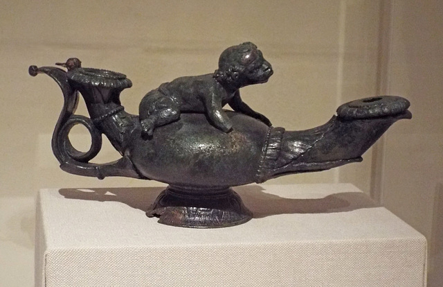 Bronze Lamp with Silver and Copper Inlay in the Metropolitan Museum of Art, July 2016