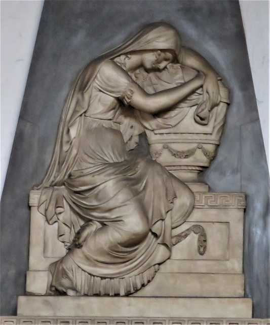 st mary woolnoth, london  (9)c19 mourner with urn on tomb of rev. william gunn +1806