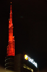 Milano - The red Spire on the roof of Pelli Tower