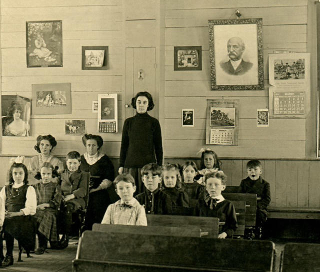 Students and Teacher in a One-Room Schoolhouse, March 1911 (Middle)