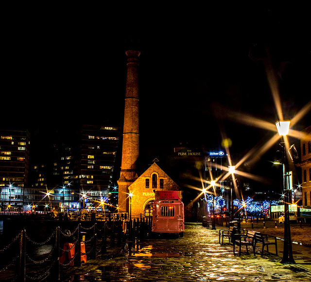 Liverpool, the old pumphouse at night