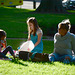 Families picnic and listen to the music