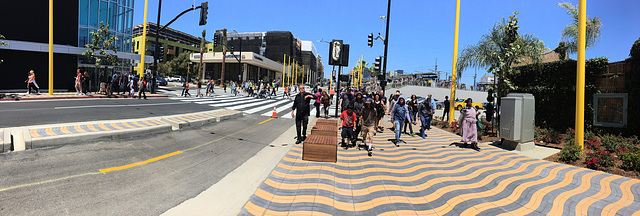 Panorama of crowd streaming from Expo Line (0839)