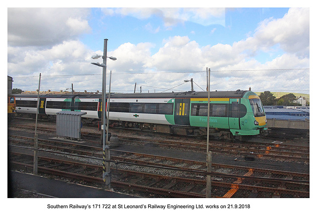 Southern 171 722 at St Leonard's Railway Engineering Ltd - 21.9.2018