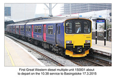 First Great Western dmu 150001 at Reading - 17.3.2015