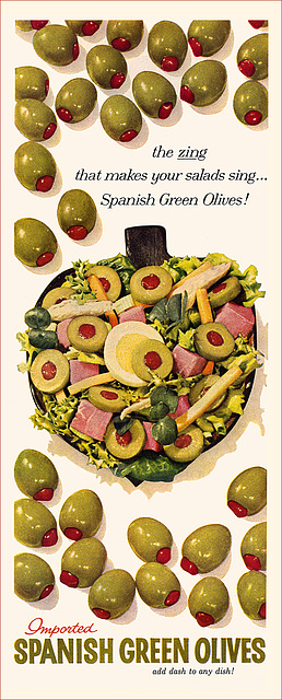 Spanish Green Olives Ad, c1958
