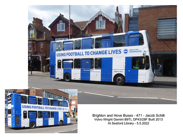 Brighton & Hove Buses fleet no. 471 at Seaford Library on 5 5 2022