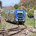 Valdahon (25) 21 avril 2017. Le TER La-Chaux-de-Fonds (CH) - Besançon arrive en gare du Valdahon.