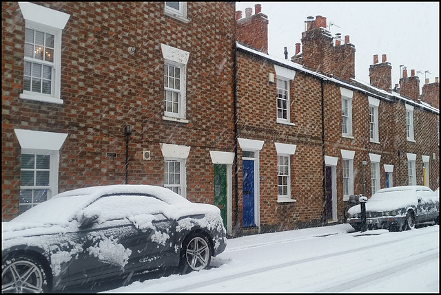 snow in an English street