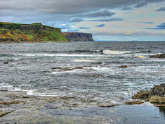 View of Mealt Falls and Kilt Rocks from near Rubha nam Brathairean, Isle of Skye