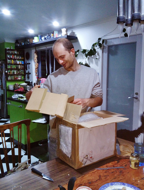Fred gets a birthday parcel from France!