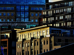 Late Light. Buildings On The Bank