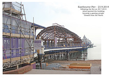 Eastbourne Pier fire damaged seen  from North on 23 9 2014