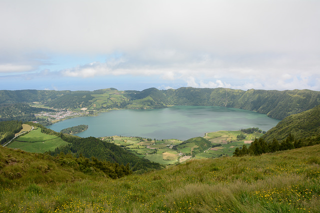 Azores, Island of San Miguel, The Caldera of Cete Citades from the East