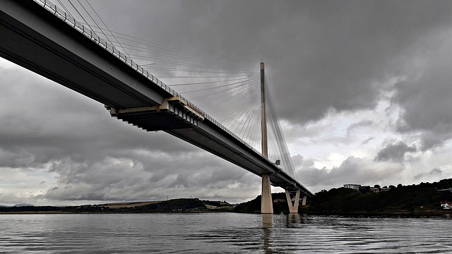 Sailing under the Queensferry Crossing Bridge, Firth of Forth 10th September 2019.