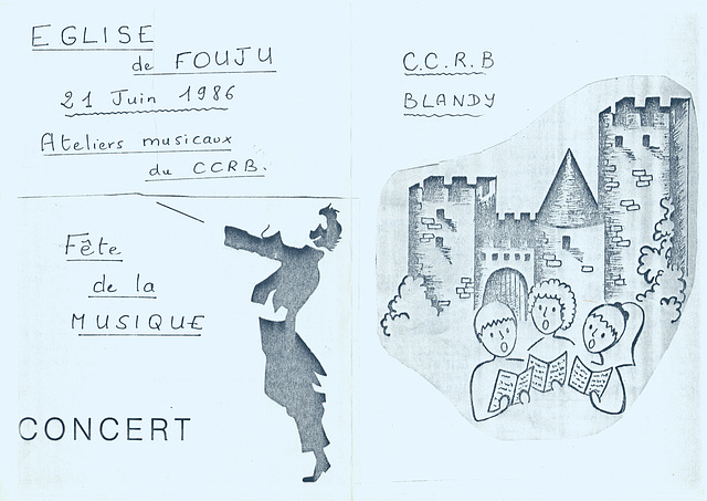 Concert des ateliers de musique du CCRB le 21/06/1986 à l'église de Fouju