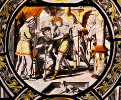 canterbury museum glass   (68)tobit healed of blindness, c16 flemish glass