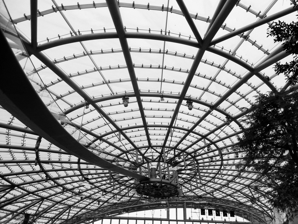 Salzburg Airport-Hangar 7: Dachkonstruktion.