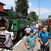 Crowds gather round the 70-year-old Polish-built steam engine