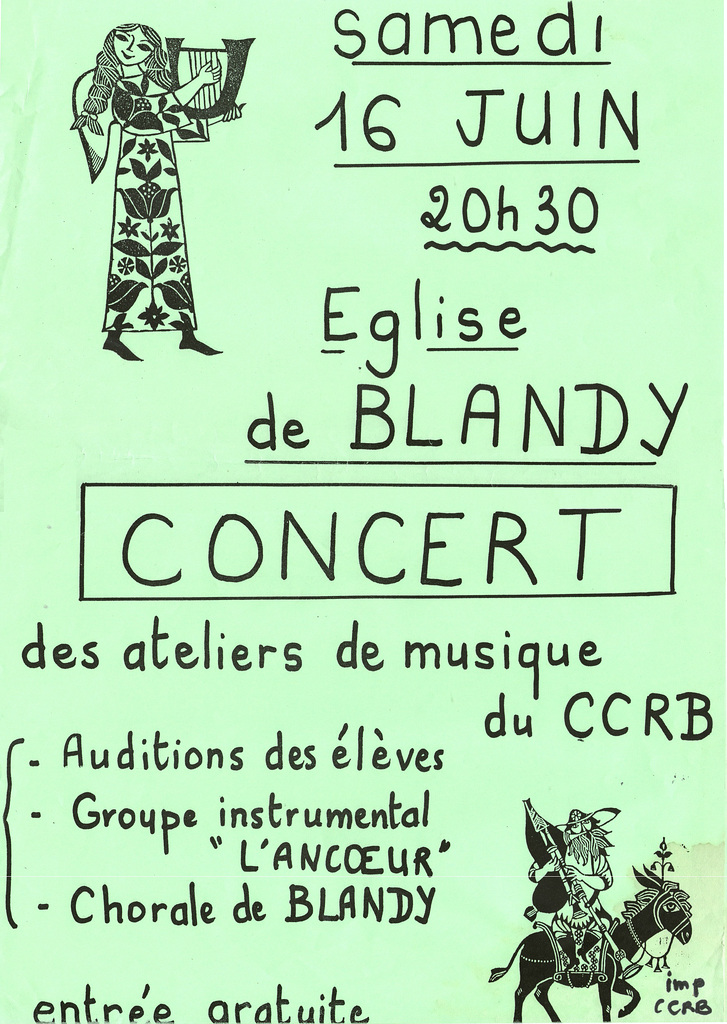 Concert des ateliers de musique à l'église de Blandy le 16/06/1990