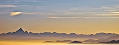 Profiles of light at sunset. In evidence the Monviso