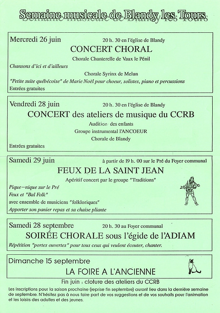 Concert ateliers de musique du CCRB à l'église de Blandy-les-Tours le 28/06/1991