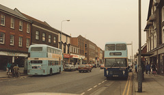 Cambus 719 (YNG 209S) and 210 (YNG 210S) in Newmarket - 7 Nov 1987
