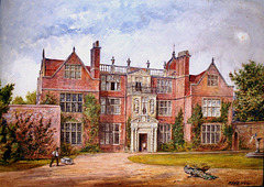 Mid c19th watercolour Castle Bromwich Hall,  Castle Bromwich,West Midlands
