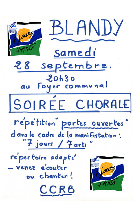 Portes ouvertes chorale à Blandy-les-Tours le 28/09/1991