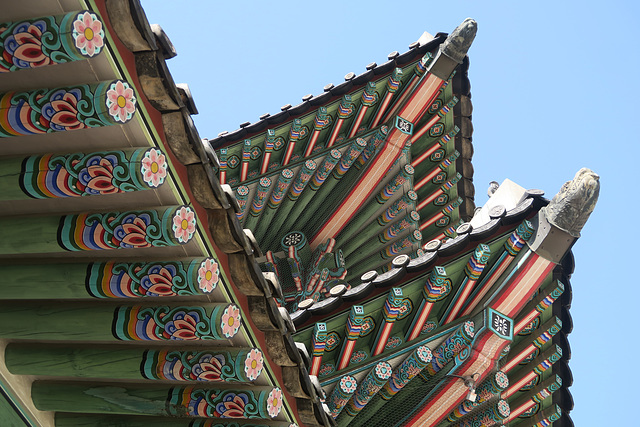 Toits du palais Gyeongbokgung, Séoul (Corée du Sud)