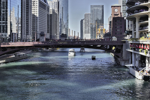 The Dearborn Street Bridge – Viewed from the State Street Bridge, Chicago, Illinois, United States