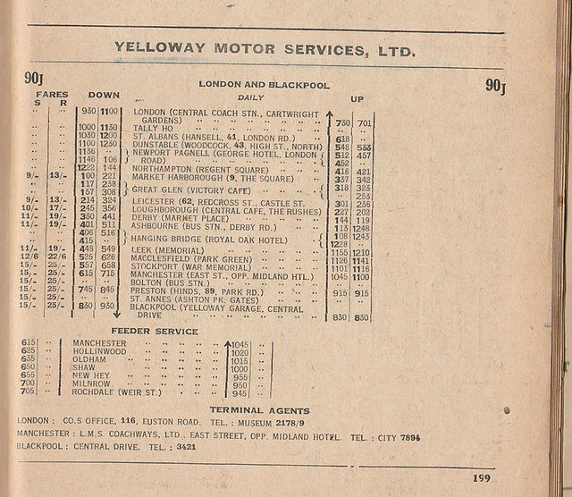 Page 189 of the 'Roadway Motor Coach Timetable' 1932
