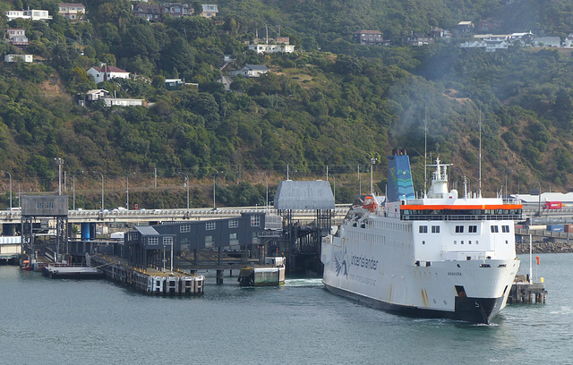 Interislander Arahura arriving at Wellington - 27 February 2015