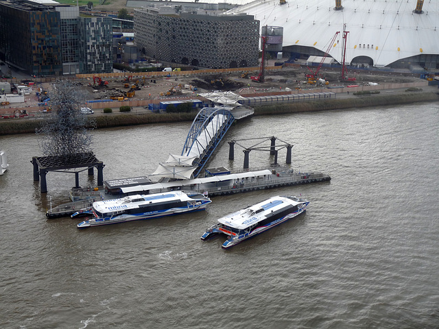Anthony Gormley's 'Quantum Cloud' and River Bus Pier