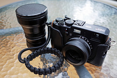 X100T with WCL and TCL and JJC hood and paracord strap
