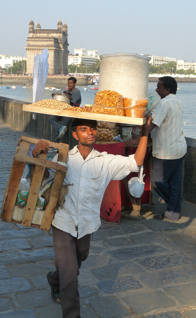 Mumbai- Street Vendor on His Way to His Pitch