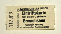 Ticket for the Automuseum von Fritz B. Busch