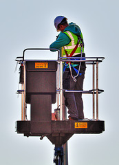 Street light maintenance on Weymouth Esplanade