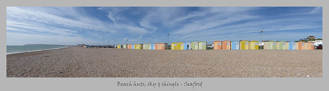 Beach huts sky & shingle Seaford 9 5 2018