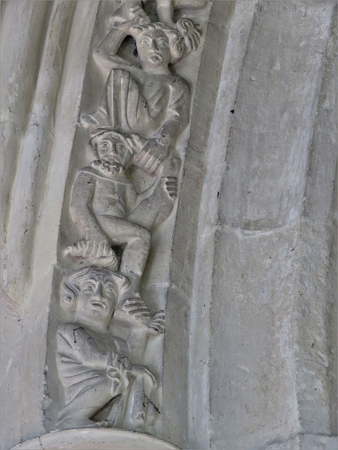 lawford church, essex (24) lawford church, essex , lively acrobats and musicians on window moulding around a c14 chancel window