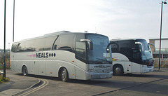 DSCF5636 Neal’s Travel OIG 6920 and West Row Coach Services YN57 AEV in Mildenhall - 27 Nov 2018