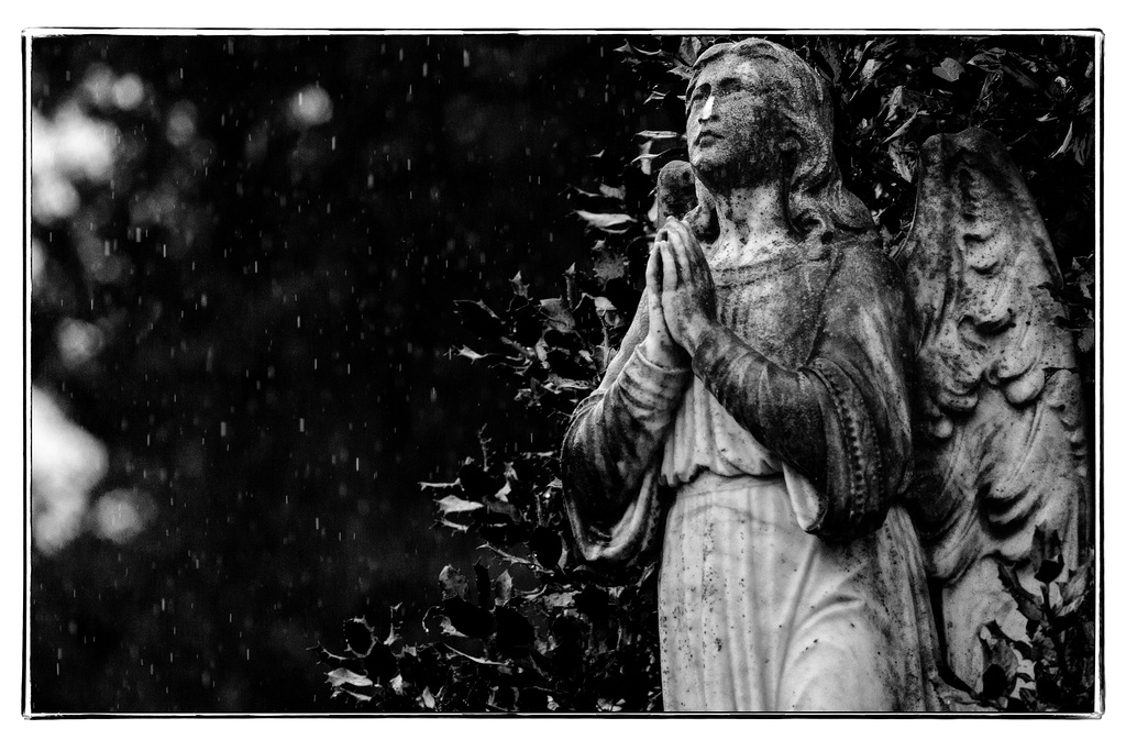 Praying Angel in the Rain