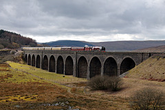 LMS class 8P Coronation 6233 DUCHESS  OF SUTHERLAND crossing Dandry Mire Viaduct, Garsdale with 1Z34 07.00 Tyseley - Carlisle 12th March 2022.