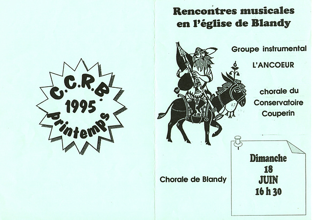 Concert chorale et groupe instrumental Ancoeur à Blandy le 18/06/1995