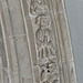 lawford church, essex , lively acrobats and musicians on window moulding around a c14 chancel window
