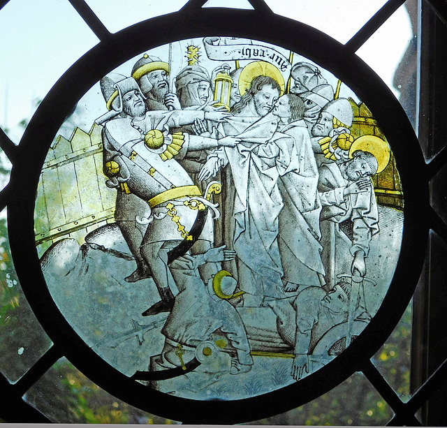 Stained Glass Roundel with the Betrayal in the Cloisters, October 2017