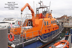 Yarmouth IoW lifeboat on station stern view 13 9 2023