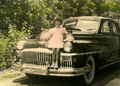 Carole and McGuffey Ann on the DeSoto, 1949